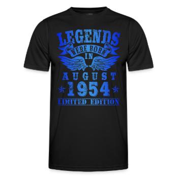 Legends were born in August 1954 Birthday - Men's Functional T-Shirt - black - Front - AI Model Male 178 dark (178cm)