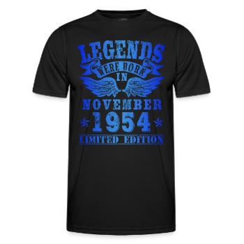 Legends were born in November 1954 Birthday - Men's Functional T-Shirt - black - Front - AI Model Male 178 dark (178cm)