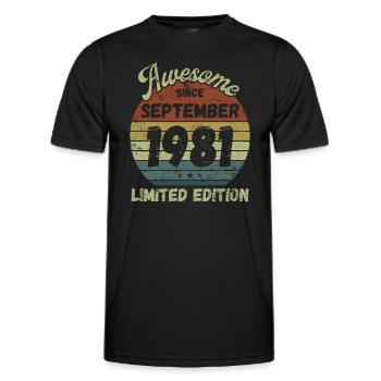 Awesome since September 1981 - Geburtstag - Männer Funktions-T-Shirt - Schwarz - Vorne - AI Model Male 178 dark (178cm)