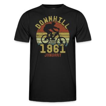 Anniversaire Vélo de descente Janvier 1961 - T-shirt sport Homme - noir - Devant - AI Model Male 178 dark (178cm)