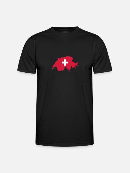 Schweiz - Männer Funktions-T-Shirt - Schwarz
