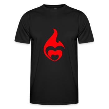 Coeur Flammes Feu - T-shirt sport Homme - noir - Devant - AI Model Male 178 dark (178cm)