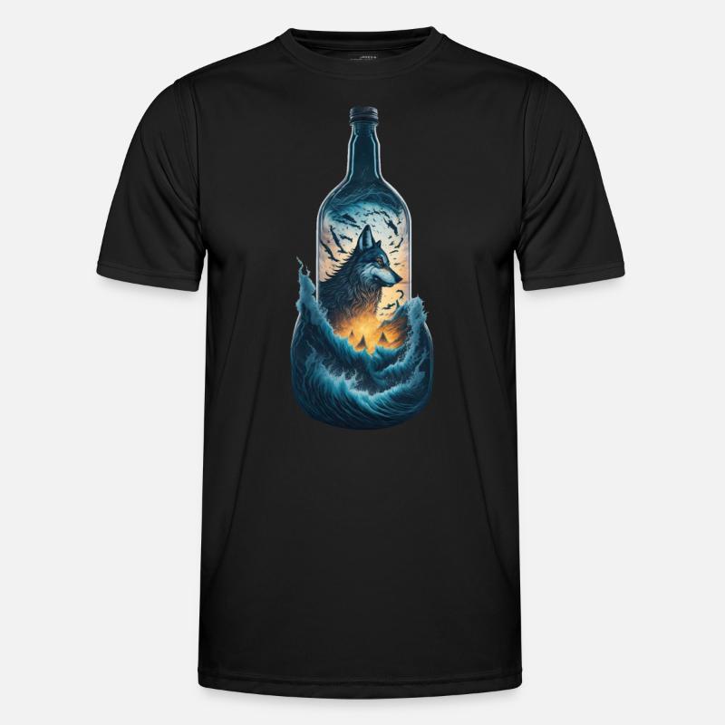 Wolf - Männer Funktions-T-Shirt - Schwarz