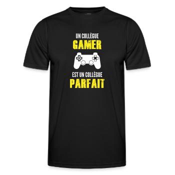un collègue gamer est un collègue parfait - T-shirt sport Homme - noir - Devant - AI Model Male 178 dark (178cm)