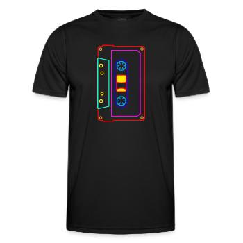 Cassette - Mixtape Audio Cassette Magnétique rétro - T-shirt sport Homme - noir - Devant - AI Model Male 178 dark (178cm)
