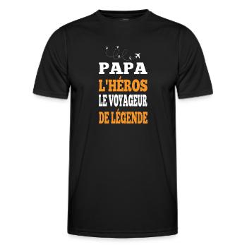 Papa l'héros le voyageur de légende t-shirt - T-shirt sport Homme - noir - Devant - AI Model Male 178 dark (178cm)