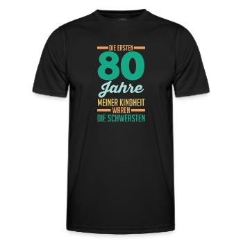 Achtzig Achtzigster 80 Jahre Geburtstag - Männer Funktions-T-Shirt - Schwarz - Vorne - AI Model Male 178 dark (178cm)