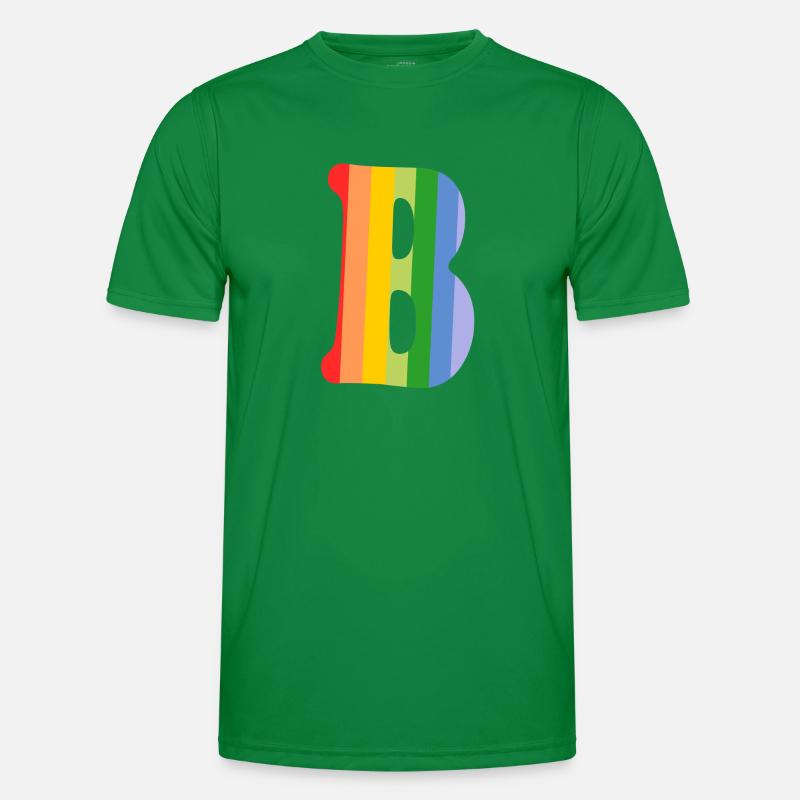 Buchstabe B Regenbogen Männer Funktions-T-Shirt