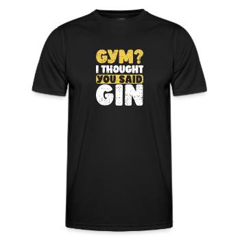 Gym? I Thought You Said Gin Funny Gym Thought Gin - Men's Functional T-Shirt - black - Front - AI Model Male 178 dark (178cm)