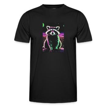 raccoon,comic,urban, watercolor, colorful,city - Men's Functional T-Shirt - black - Front - AI Model Male 178 dark (178cm)