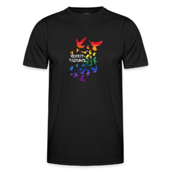 respect and tolerance,vögel,vogelschwarm,LGBT - Männer Funktions-T-Shirt - Schwarz - Vorne - AI Model Male 178 dark (178cm)