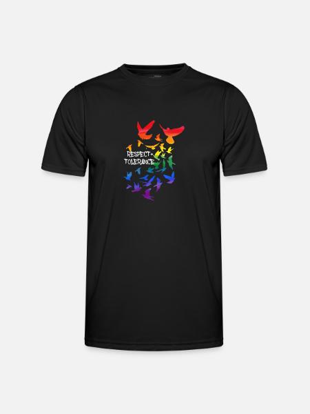 respect and tolerance,vögel,vogelschwarm,LGBT - Männer Funktions-T-Shirt - Schwarz
