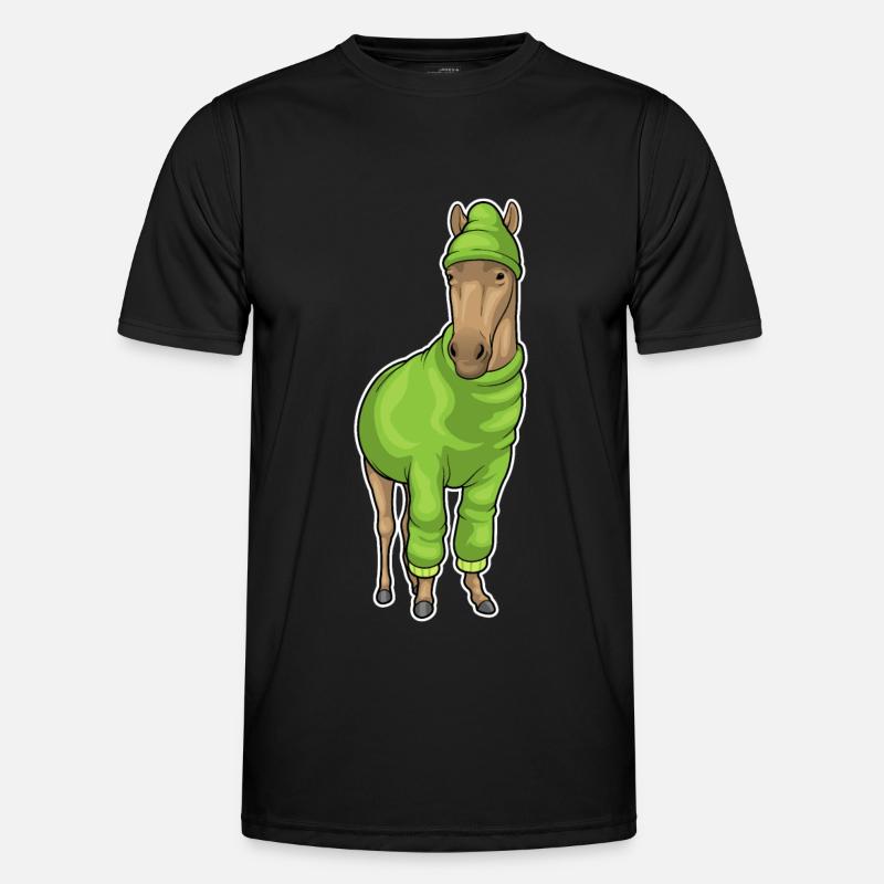 Pferd Pullover Mütze - Männer Funktions-T-Shirt - Schwarz
