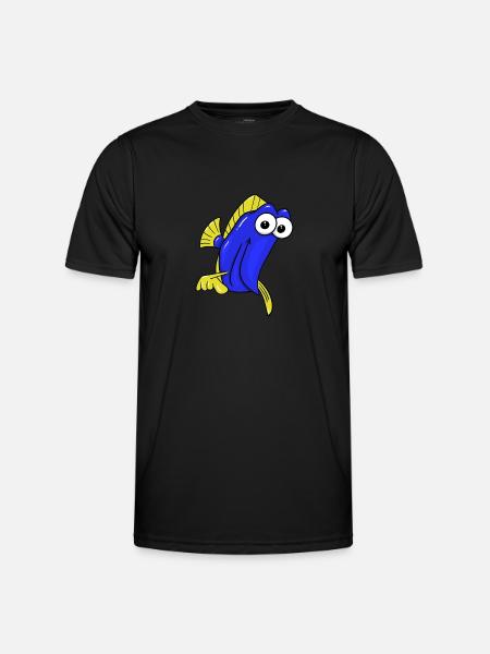 Blue and yellow fish - Men's Functional T-Shirt - black