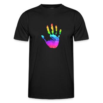 Arc-en-ciel à main - T-shirt sport Homme - noir - Devant - AI Model Male 178 dark (178cm)