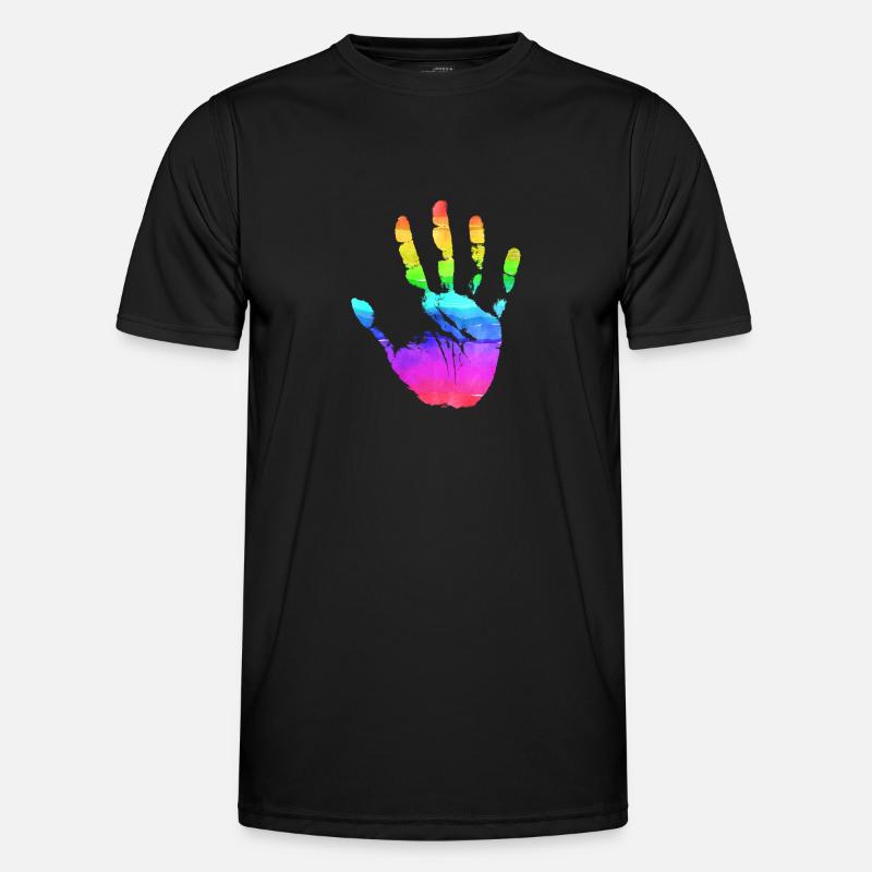 Hand Regenbogen Männer Funktions-T-Shirt