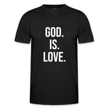 God is love - Men's Functional T-Shirt - black - Front - AI Model Male 178 dark (178cm)