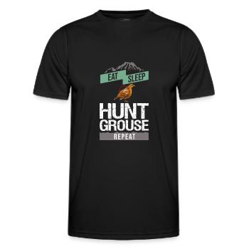 Collared Chicken Bird Grouse Hunting Chicken Hunter - Men's Functional T-Shirt - black - Front - AI Model Male 178 dark (178cm)