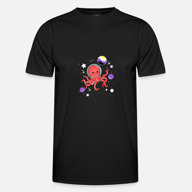 Octopus Astronaut Nonbinary Pride - Men's Functional T-Shirt - black