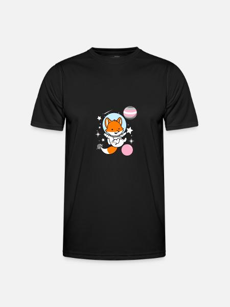 Fox Astronaut Demigirl Pride - Men's Functional T-Shirt - black
