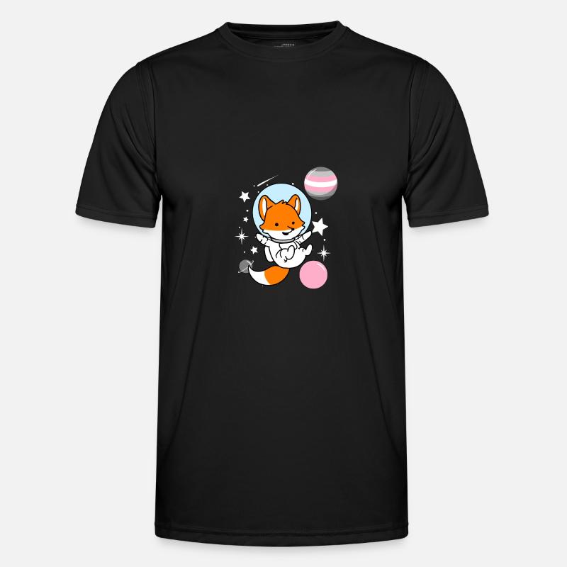 Fox Astronaut Demigirl Pride - Men's Functional T-Shirt - black