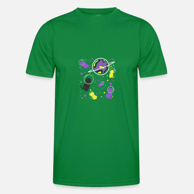Nonbinary Pride Cat in Space Men's Functional T-Shirt