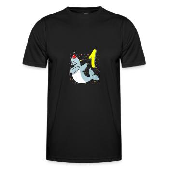 1 year old seal birthday - Men's Functional T-Shirt - black - Front - AI Model Male 178 dark (178cm)