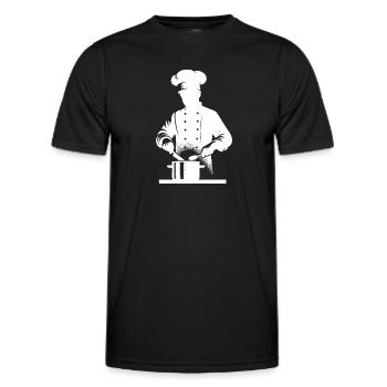 Küchenkoch und Hobbykoch Silhouette Portrait - Männer Funktions-T-Shirt - Schwarz - Vorne - AI Model Male 178 dark (178cm)