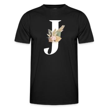 lettre J fleuris - T-shirt sport Homme - noir - Devant - AI Model Male 178 dark (178cm)