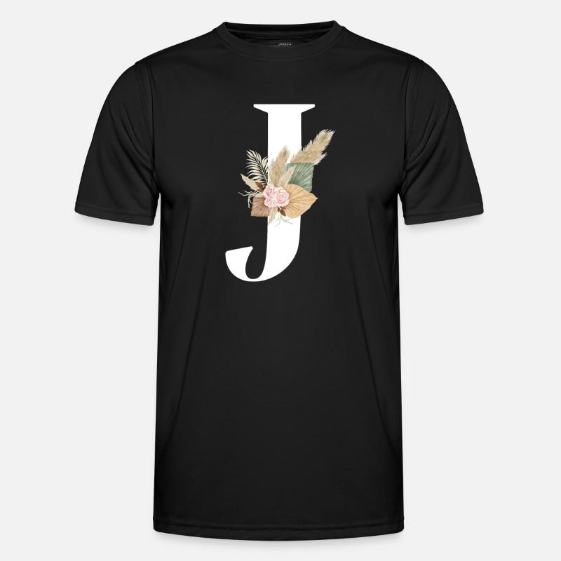 Buchstabe J blühte - Männer Funktions-T-Shirt - Schwarz