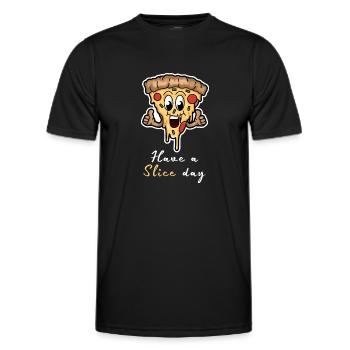 Have A Slice Day - Happy Pizza Slice - Männer Funktions-T-Shirt - Schwarz - Vorne - AI Model Male 178 dark (178cm)