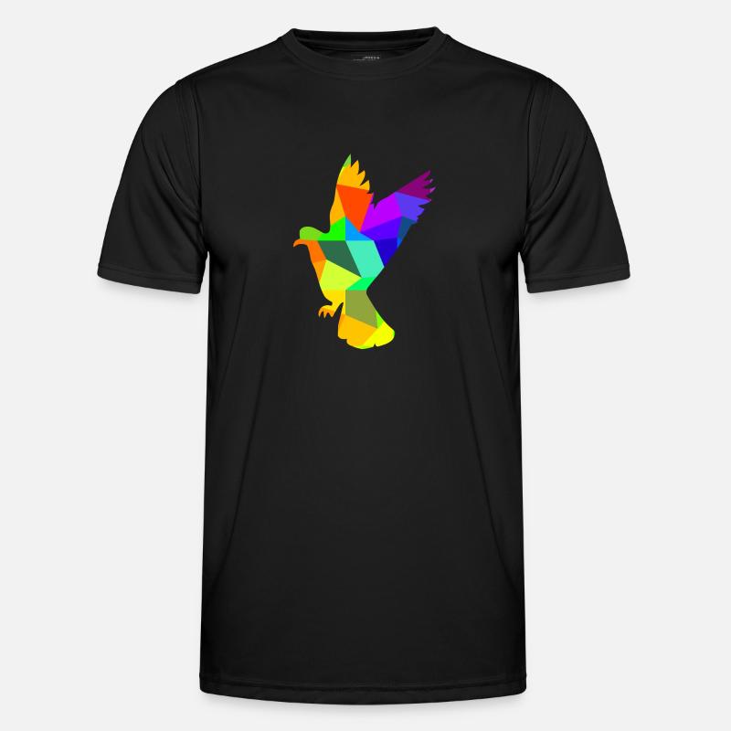 Taube Vogel Regenbogen Tiere Polygon - Männer Funktions-T-Shirt - Schwarz