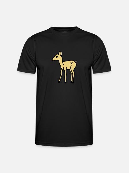 Reh scheu - V2 - Männer Funktions-T-Shirt - Schwarz