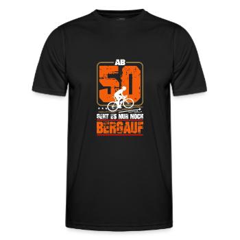 Ab 50 Bergauf 50. Geburtstag 50 Jahre Alt Jubiläum - Männer Funktions-T-Shirt - Schwarz - Vorne - AI Model Male 178 dark (178cm)