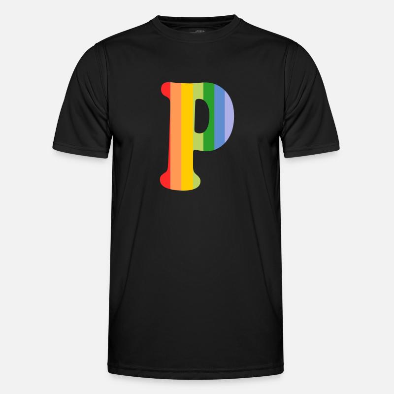 Letter P Rainbow - Men's Functional T-Shirt - black