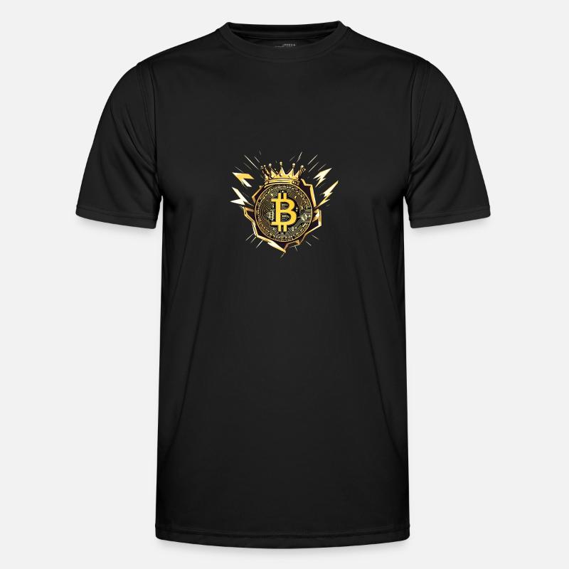 King Bitcoin mit Blitzen - Männer Funktions-T-Shirt - Schwarz