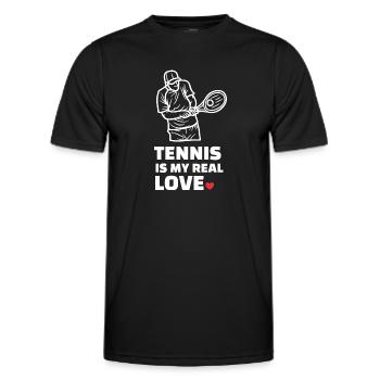 I love tennis - Men's Functional T-Shirt - black - Front - AI Model Male 178 dark (178cm)