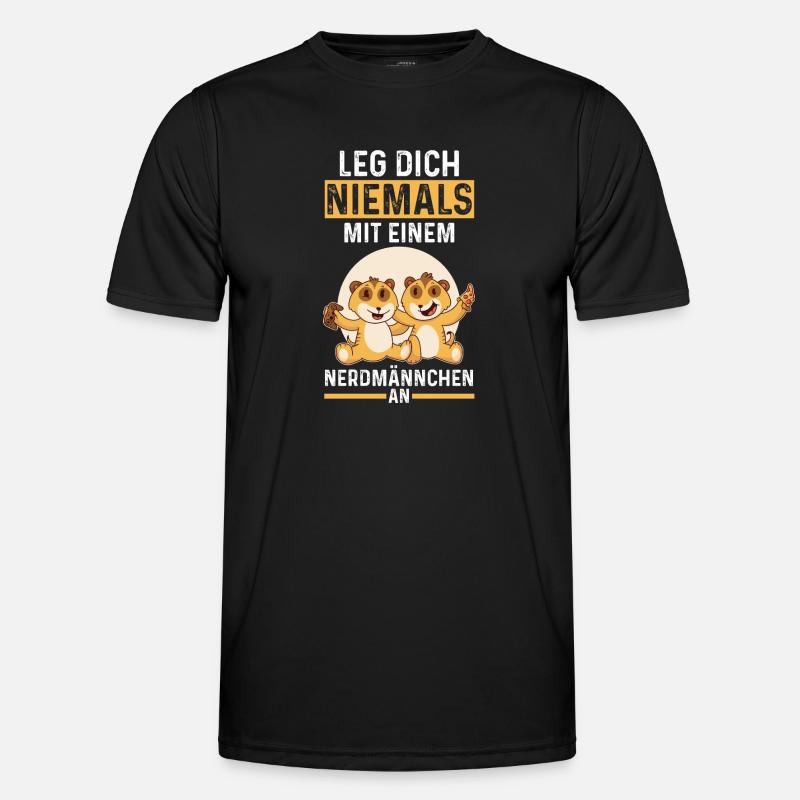 Erdmännchen Nerdmännchen - Männer Funktions-T-Shirt - Schwarz