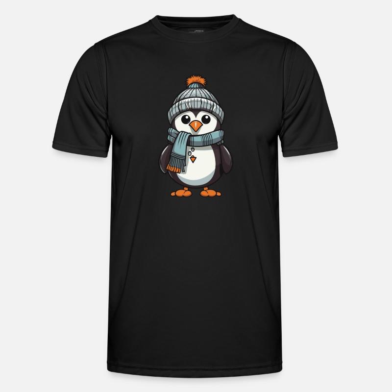 Pinguin Comic Niedlich Winter - Männer Funktions-T-Shirt - Schwarz