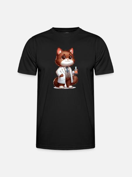 Cute Cat Scientist - Men's Functional T-Shirt - black