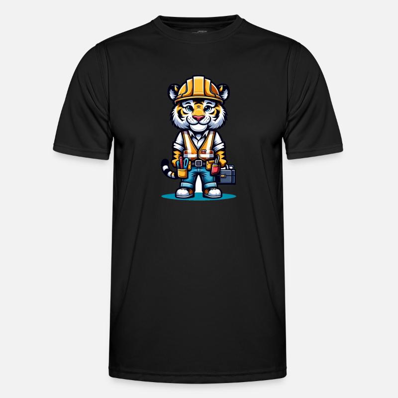 Cute Tiger Construction Worker Männer Funktions-T-Shirt