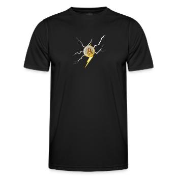 Bitcoin logo with lightning bolts - Men's Functional T-Shirt - black - Front - AI Model Male 178 dark (178cm)