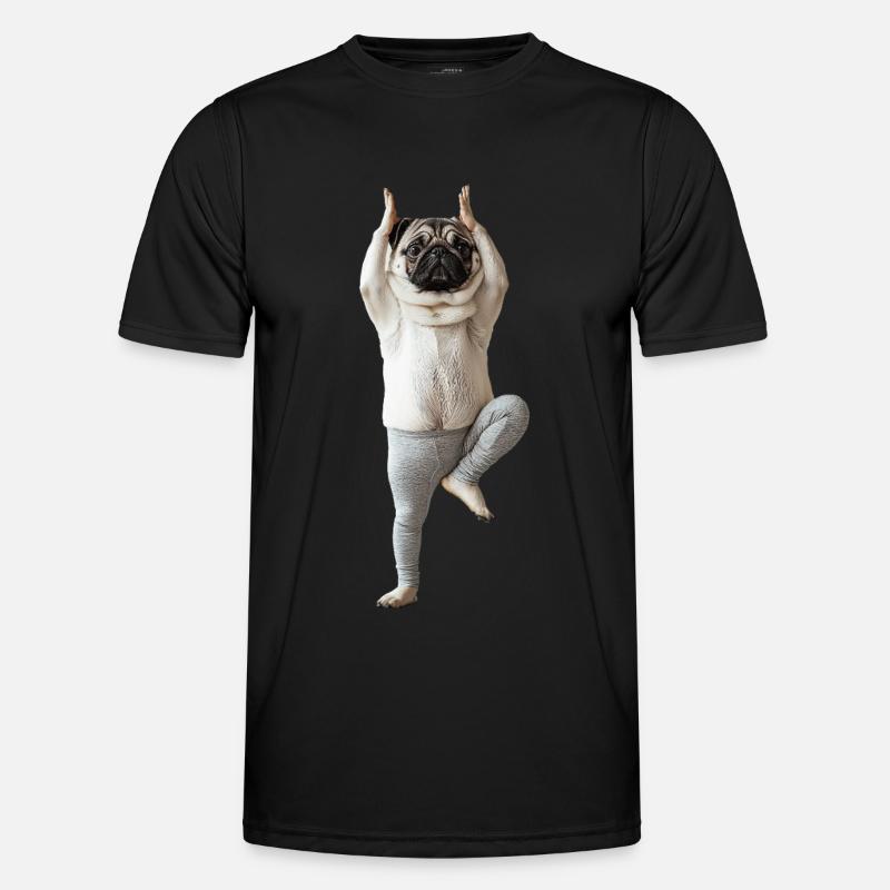 Mops - Männer Funktions-T-Shirt - Schwarz