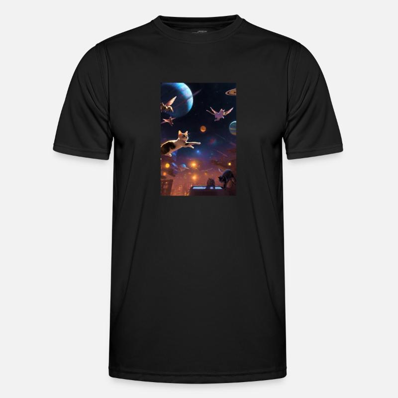 Flying Cats, Cats, Outer Space, Planets Men's Functional T-Shirt
