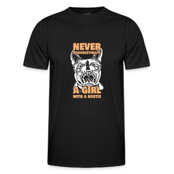 Never Underestimate A Girl With A Bostie Bosten - Männer Funktions-T-Shirt - Schwarz - Vorne - AI Model Male 178 dark (178cm)