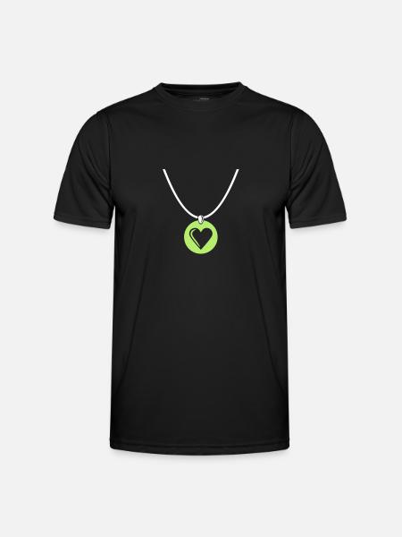 Halskette Herz - Männer Funktions-T-Shirt - Schwarz