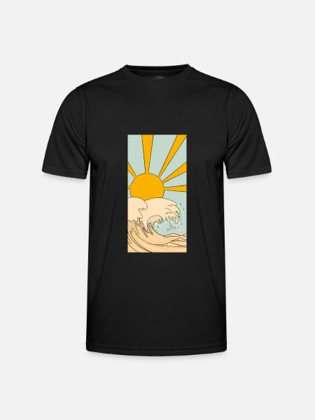 Sun and Waves - Männer Funktions-T-Shirt - Schwarz