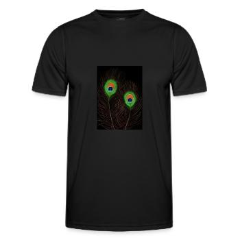 Plumes de paon sur noir - T-shirt sport Homme - noir - Devant - AI Model Male 178 dark (178cm)