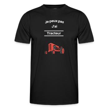 Je peux pas j ai tracteur - T-shirt sport Homme - noir - Devant - AI Model Male 178 dark (178cm)