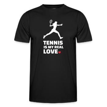 I love tennis - Men's Functional T-Shirt - black - Front - AI Model Male 178 dark (178cm)